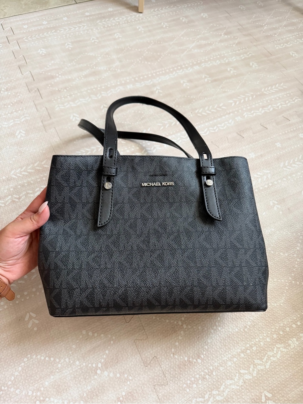 Michael Kors Black MK Logo Tote with Double Handles